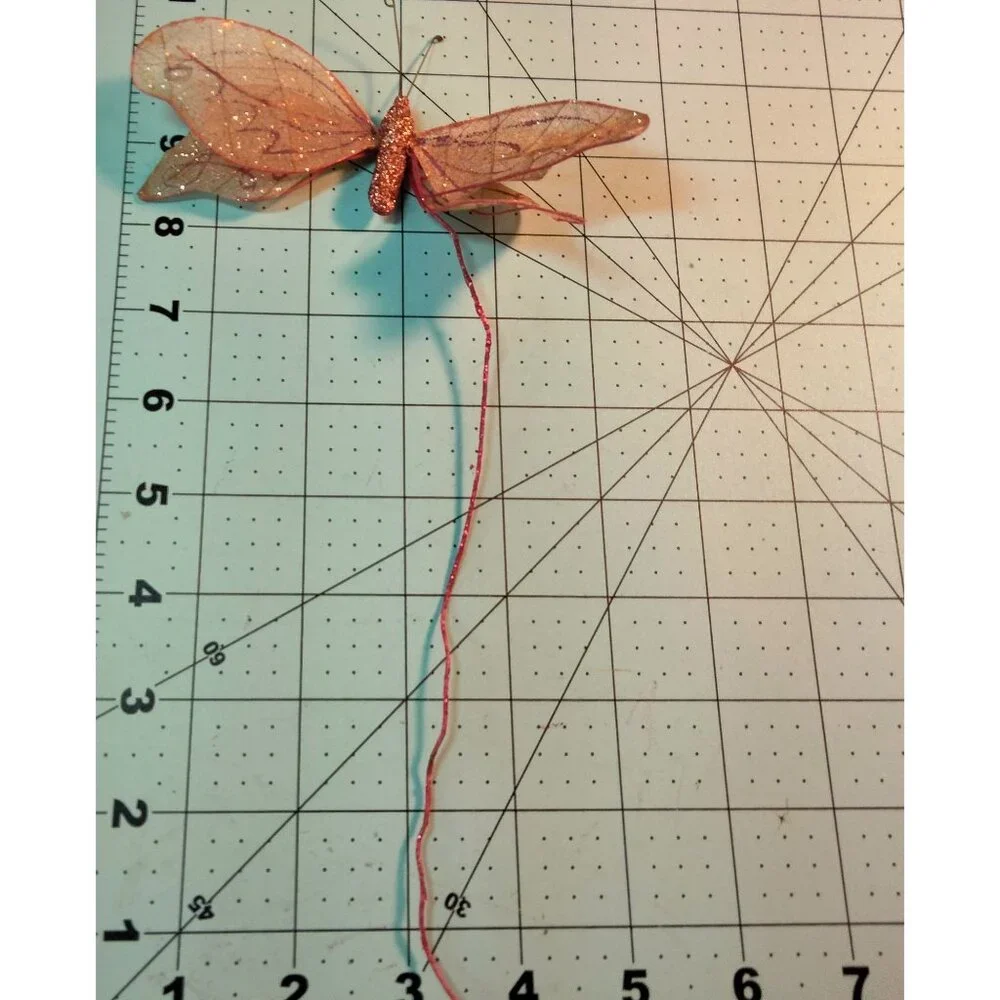 Glittery Wire Mesh Butterfly Vintage Floral Decoration